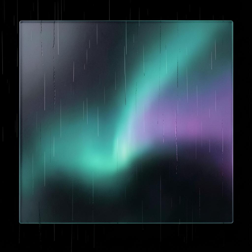 Visualização abstrata da inteligência artificial da Pluvia em tons de teal e violeta